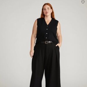 NWT Universal Standard Savvy Fine Knit Cardigan Vest Black Sweater Size L 22-24